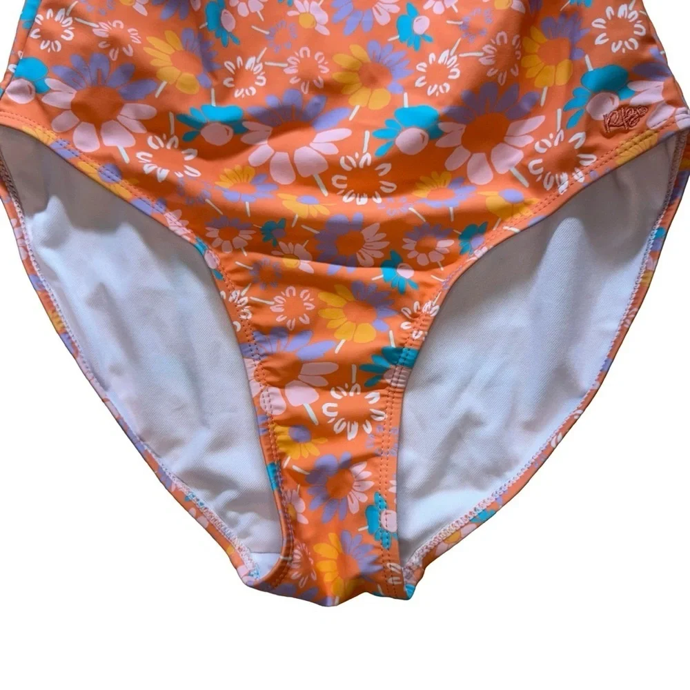 Ruffle Butts Vibrant Orange Floral One Piece